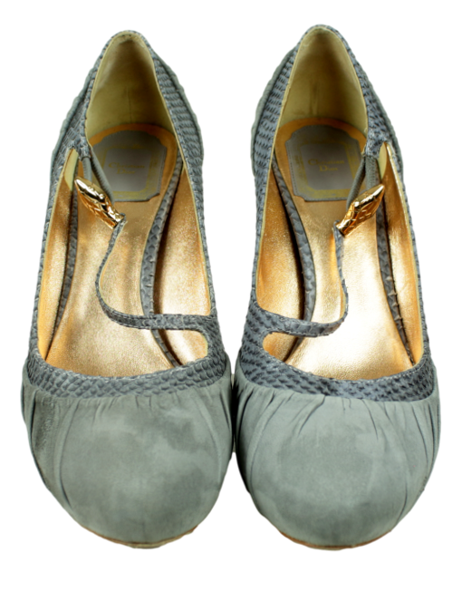 CHRISTIAN DIOR Cobra Suede Pumps Front - eKlozet Luxury Consignment