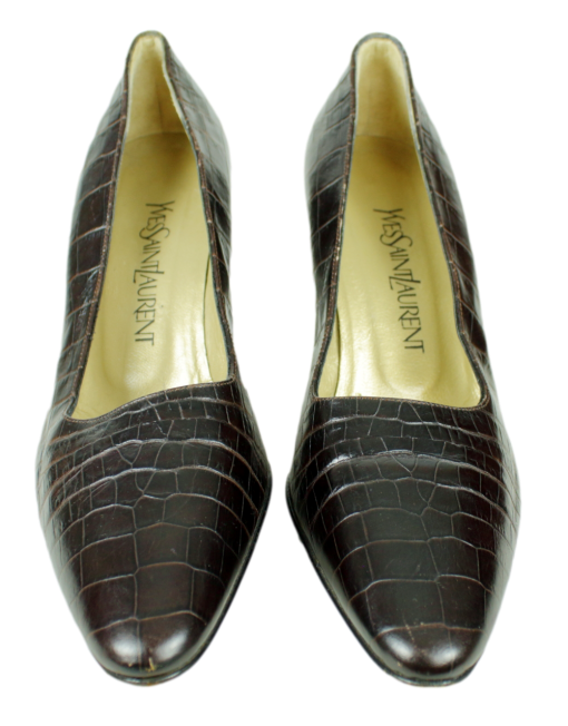 YVES SAINT LAURENT Crocodile Pumps Front - eKlozet Luxury Consignment