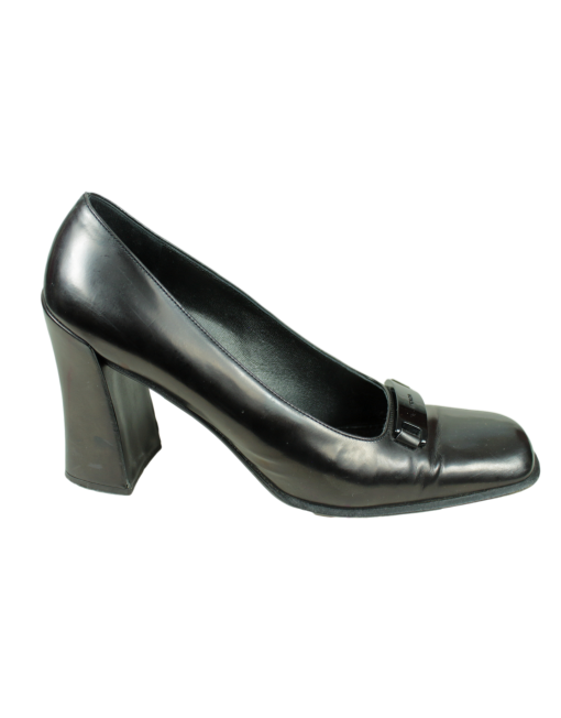 Prada Block Heel Leather Pumps Side - eKlozet Luxury Consignment