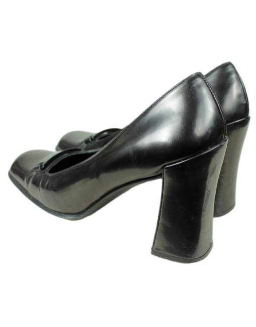 Prada Block Heel Leather Pumps Back Side - eKlozet Luxury Consignment