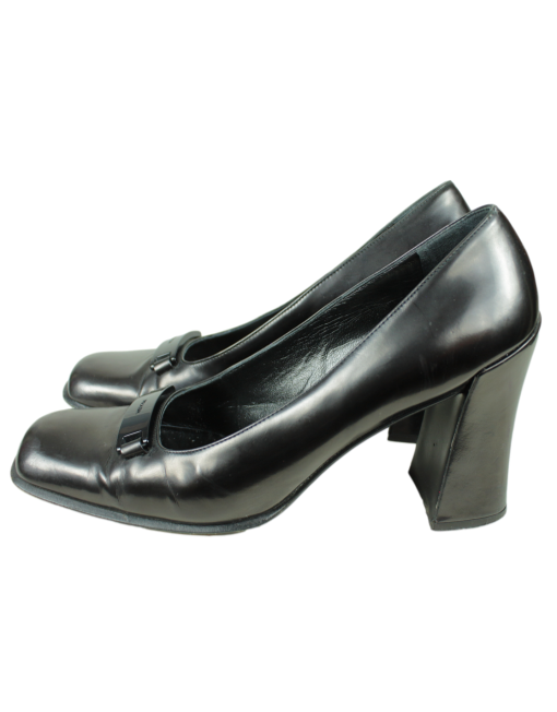 Prada Block Heel Leather Pumps Left Side - eKlozet Luxury Consignment