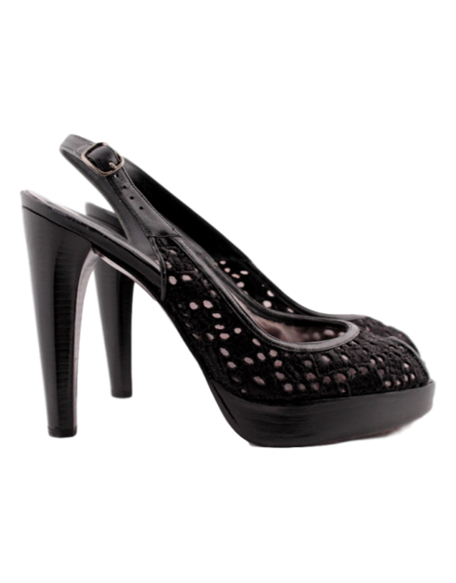Stuart Weitzman Lace Peep Toe Slingback - eKlozet Luxury Consignment