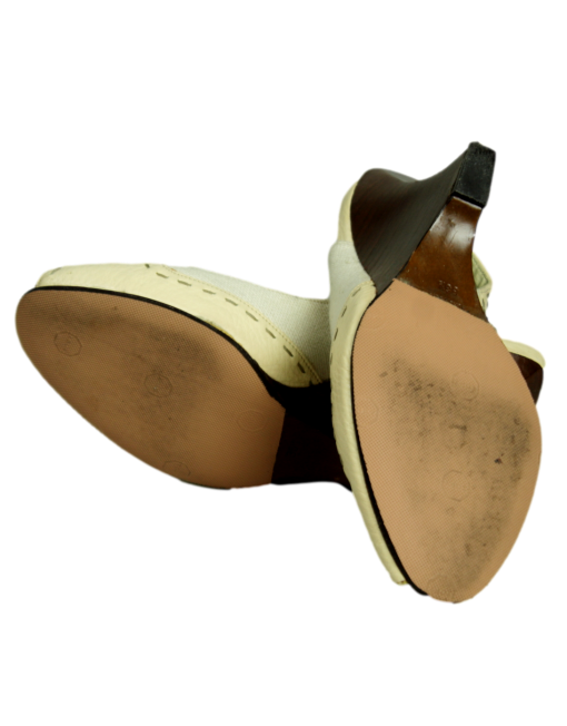 FENDI Leather Colorblock Pattern Slingback Sandals