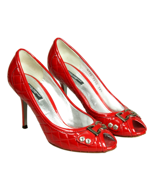 DOLCE & GABBANA Quilted Logo Pumps Slant Front