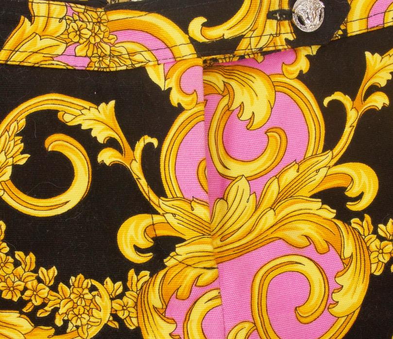 VERSACE Baroque Print Pants-Close Up- eKlozet Luxury Consignment Boutique