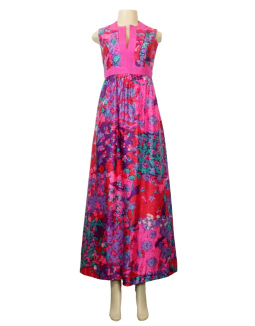 VINTAGE Silk Floral Maxi Dress