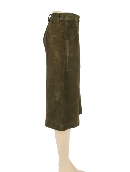 FRAME Suede High-Rise Culottes Pants