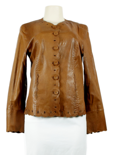 PAMELA MCCOY COLLECTIONS Collarless Leather Jacket