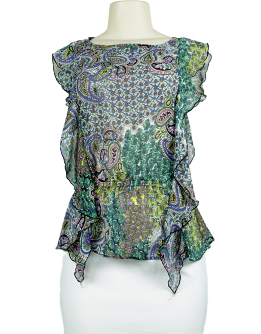 SUSIE ROSE Sheer Ruffle Blouse front - eKlozet Luxury Consignment Boutique