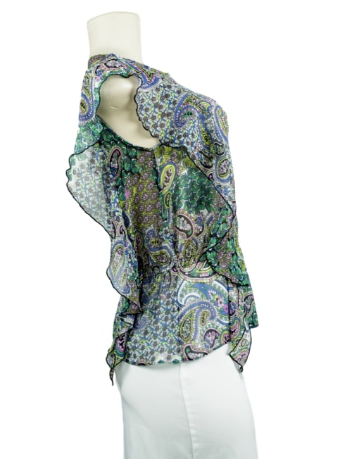 SUSIE ROSE Sheer Ruffle Blouse-Right Side- eKlozet Luxury Consignment