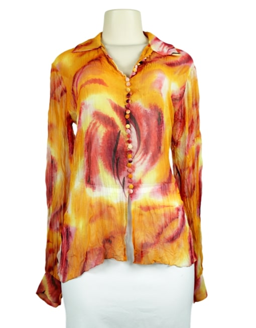 Christian Dior Abstract Sheer Blouse Front - eKlozet Luxury Consignment Boutique
