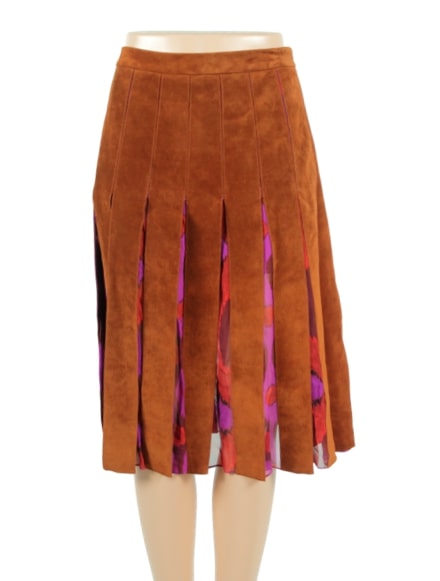 Diane Von Furstenberg Suede Pleated Knee-Length Skirt - eKlozet Luxury Consignment