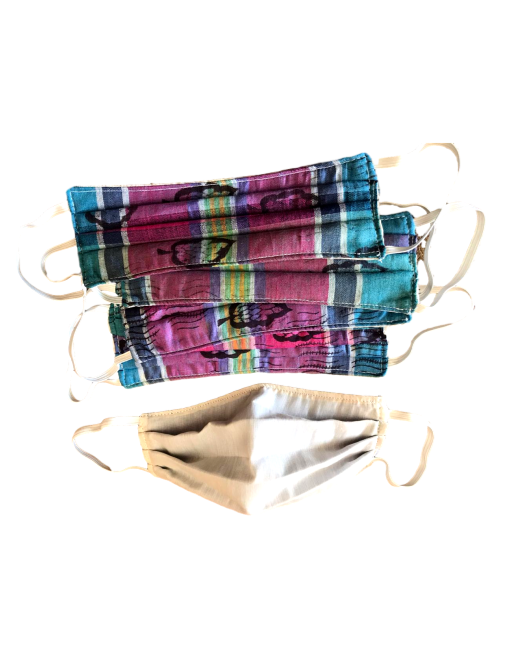 100 % Sustainable Cotton Pleated Face Mask w/ Cloth Filter - Plaid - eKlozet Luxury Consignment
