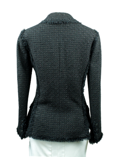 CHANEL 06C Black Fringed Bouclé Tweed Blazer