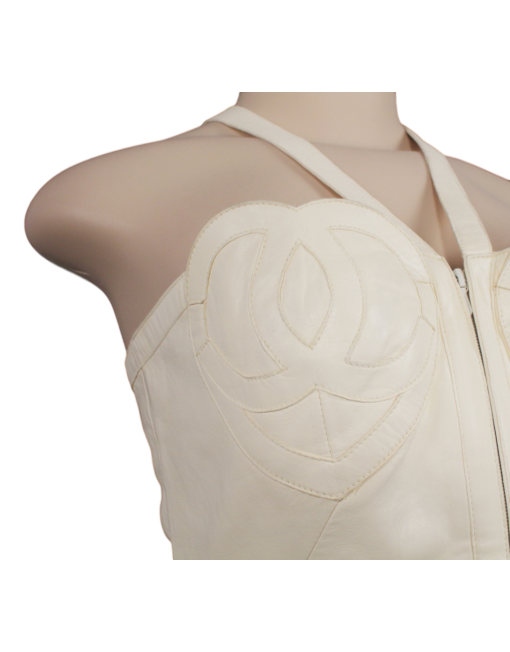 CHANEL LAMBSKIN LEATHER HEART 'CC' TOP - eKlozet Luxury Consignment