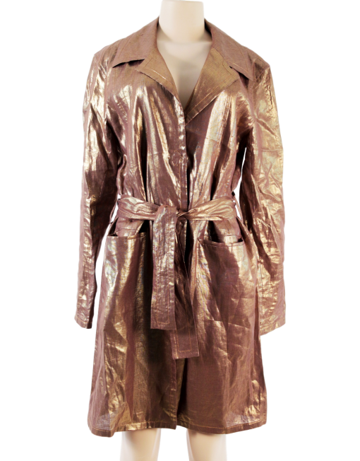 CHRISTIAN DIOR METALLIC LINEN TRENCH COAT - eKlozet Luxury Consignment