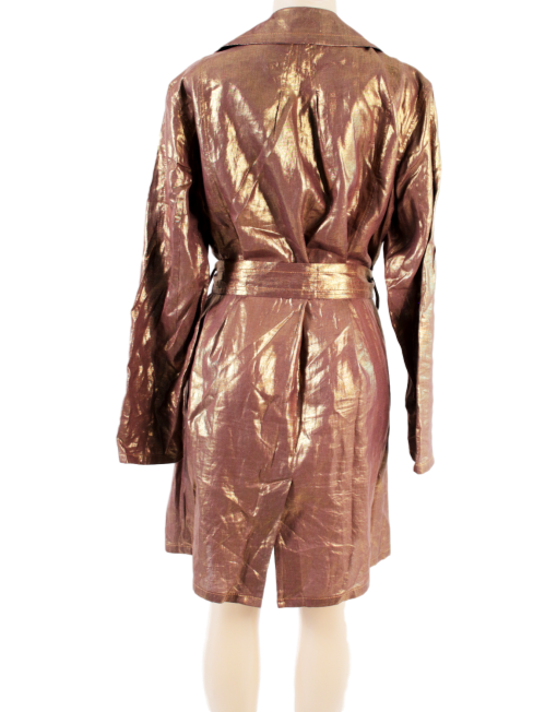 CHRISTIAN DIOR METALLIC LINEN TRENCH COAT - eKlozet Luxury Consignment