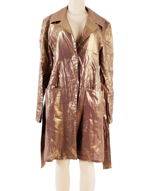 CHRISTIAN DIOR METALLIC LINEN TRENCH COAT - eKlozet Luxury Consignment