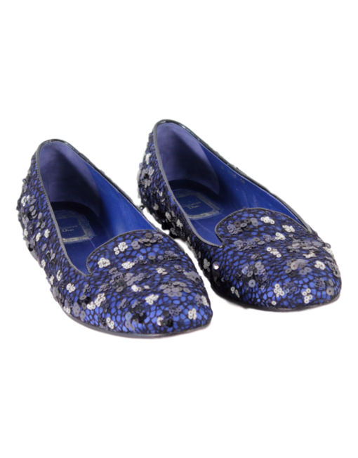 CHRISTIAN DIOR SATIN EMBELLISHED LOAFERS - eKlozet Luxury Consignment