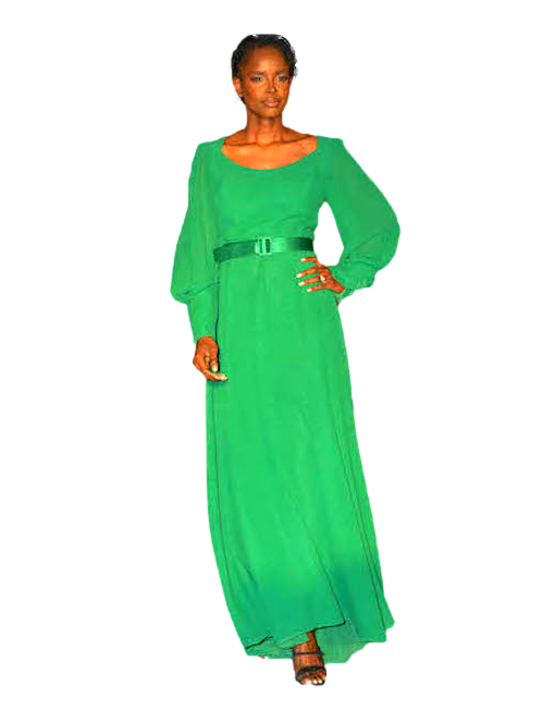 ESCADA GOWN WITH BISHOP SLEEVES