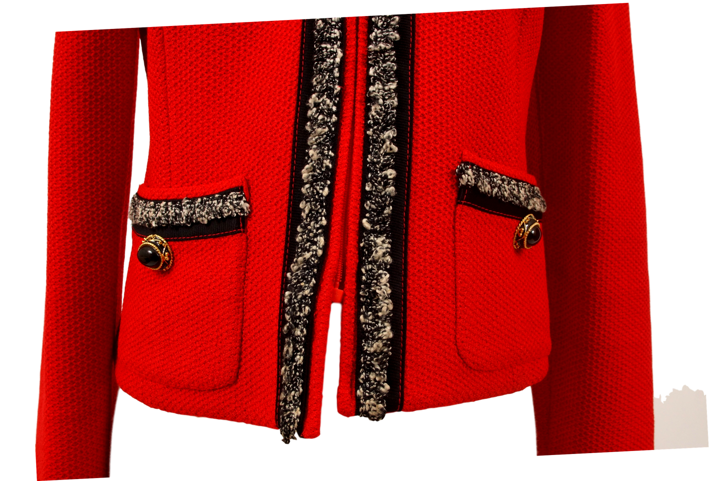 ST. JOHN COLLECTION RED COLLARLESS JACKET - eKlozet Luxury Consignment