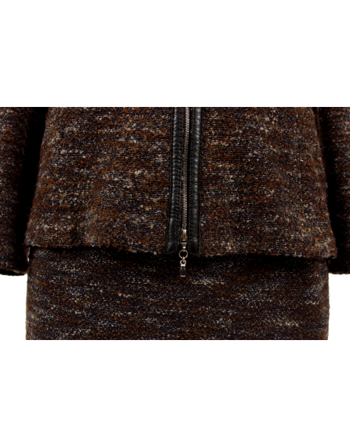 ST. JOHN KNIT TWEED SUIT WITH LEATHER TRIM - eKlozet Luxury Consignment