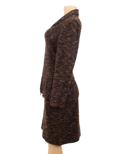 ST. JOHN KNIT TWEED SUIT WITH LEATHER TRIM - eKlozet Luxury Consignment