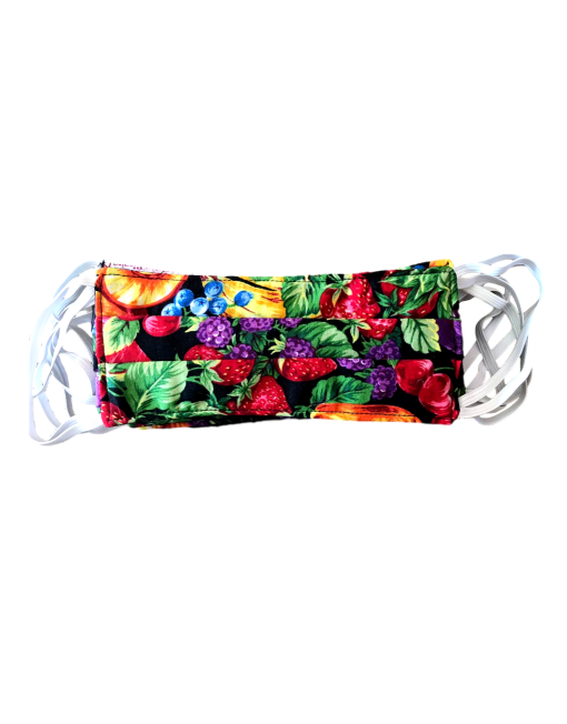 100 % Sustainable Cotton Pleated Face Mask w/ Cloth Filter - Fruit Print - eKlozet Luxury Consignment