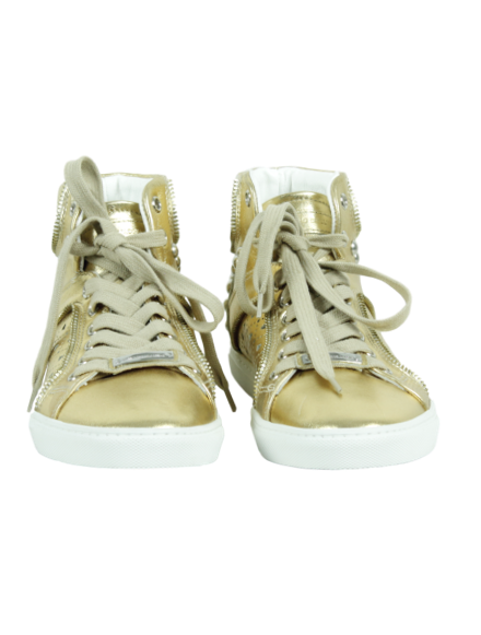 ALESSANDRO DELL'ACQUA Metallic High-Top Stud Sneaker - eKlozet Luxury Consignment