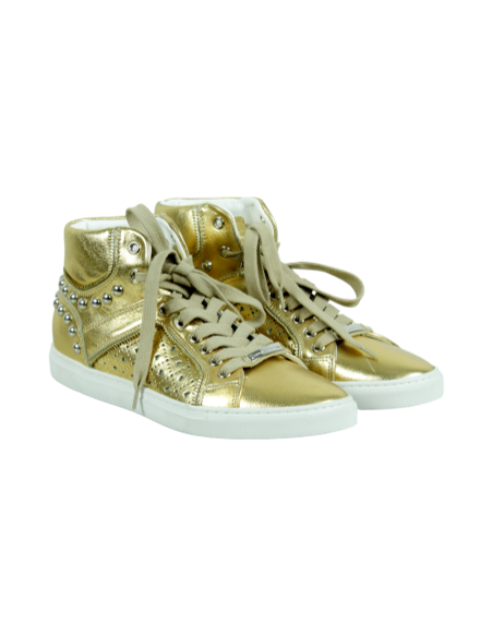 ALESSANDRO DELL'ACQUA Metallic High-Top Stud Sneaker - eKlozet Luxury Consignment