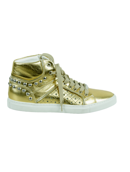 ALESSANDRO DELL'ACQUA Metallic High-Top Stud Sneaker - eKlozet Luxury Consignment