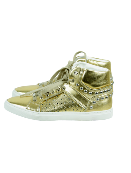 ALESSANDRO DELL'ACQUA Metallic High-Top Stud Sneaker - eKlozet Luxury Consignment