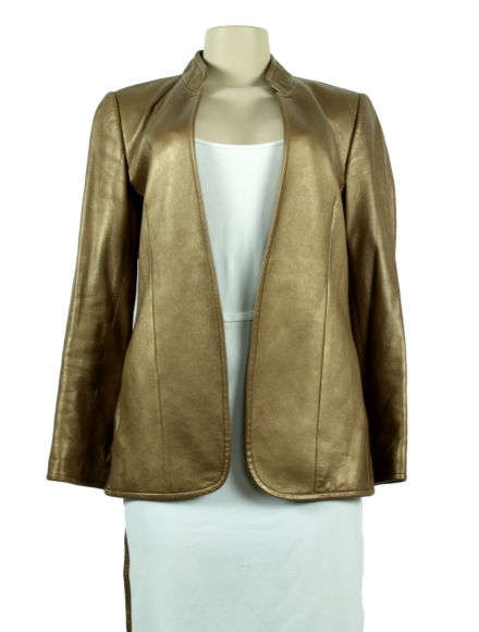 Linda Allard Ellen Tracy Metallic Leather Jacket - eKlozet Luxury Consignment