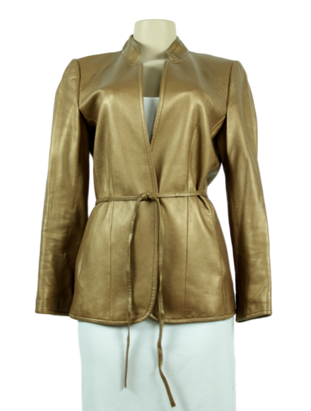 Linda Allard Ellen Tracy Metallic Leather Jacket - eKlozet Luxury Consignment