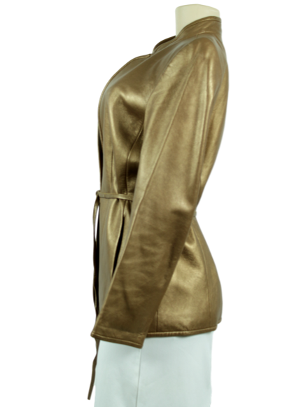 Linda Allard Ellen Tracy Metallic Leather Jacket - eKlozet Luxury Consignment
