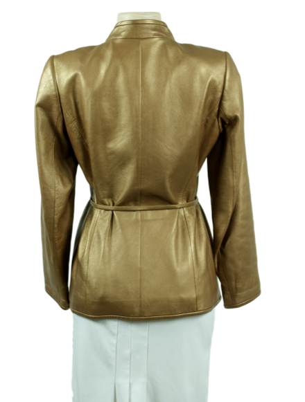 Linda Allard Ellen Tracy Metallic Leather Jacket - eKlozet Luxury Consignment