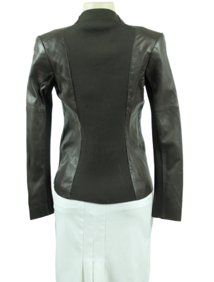 Halston Heritage Collarless Leather Jacket w/ Tags - eKlozet Luxury Consignment
