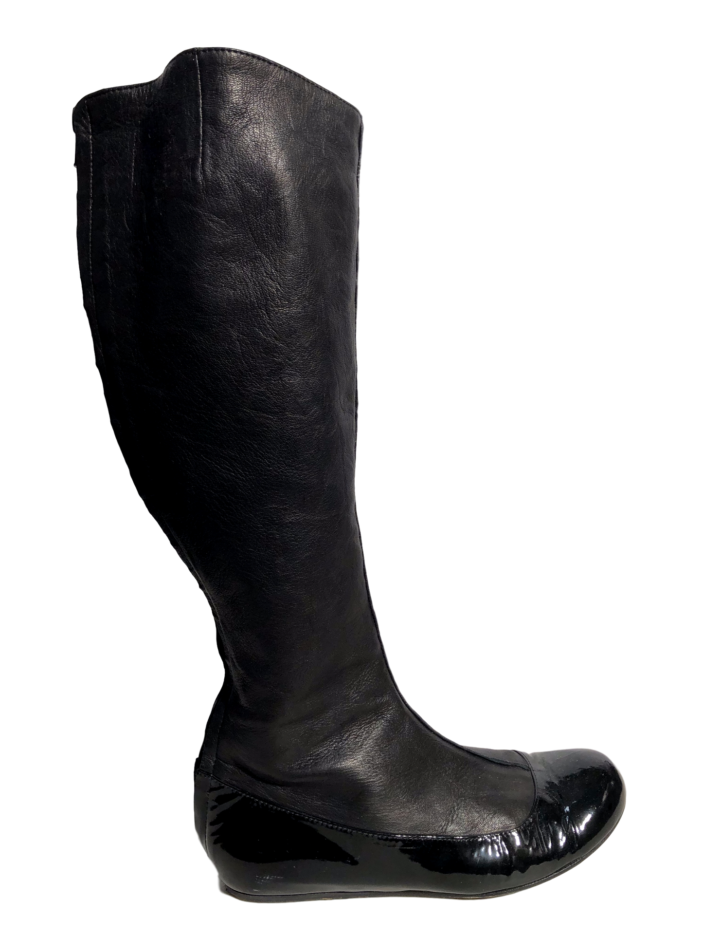 Lanvin Knee-High Leather Round-Toe Boots - eKlozet Luxury Consignment