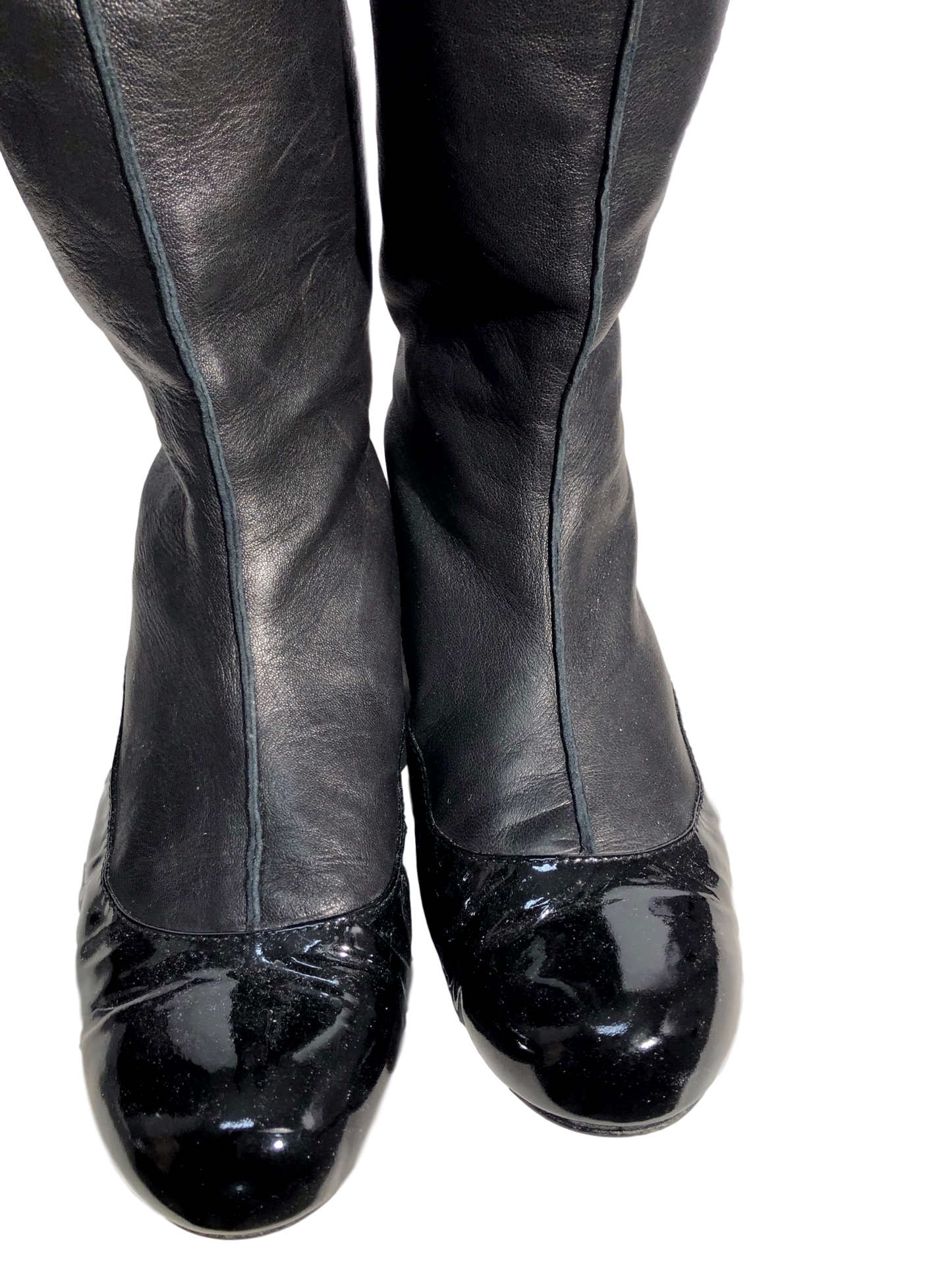 Lanvin Knee-High Leather Round-Toe Boots - eKlozet Luxury Consignment
