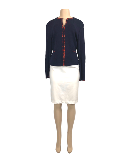 St. John Evening Embellished Collarless Jacket - eKlozet Luxury Consignment