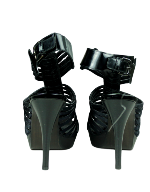 STUART WEITZMAN Satin Platform Sandals Back - eKlozet Luxury Consignment