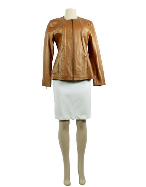 TERRY LEWIS Collarless Leather Jacket - eKlozet Luxury Consignment