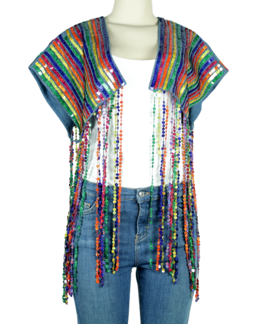 TOPSHOP Sequin Covered Denim Vest - eKlozet Luxury Consignment