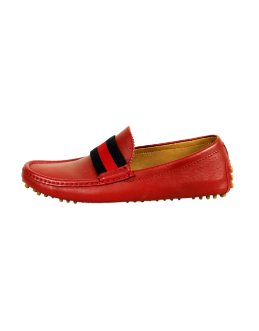 GUCCI Web Leather Driving Loafers