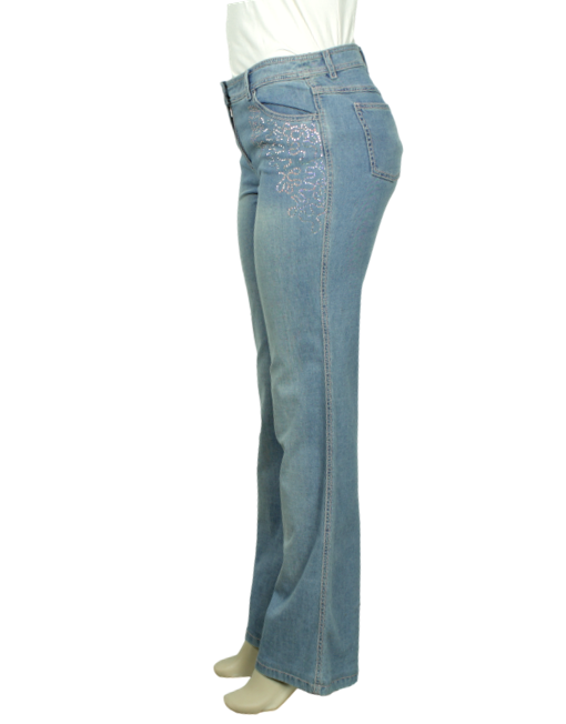 ESCADA Mid-Rise Wide Leg Jeweled Jeans Side