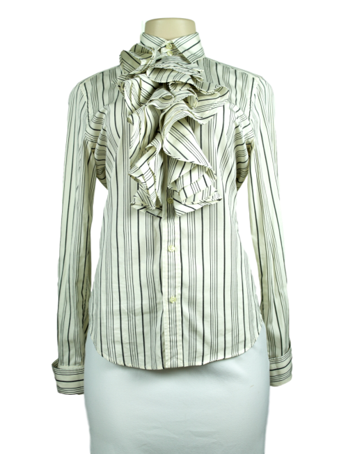 RALPH LAUREN Long Sleeve Stripe Blouse Front - eKlozet Luxury Consignment Boutique