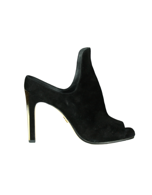 Donna Karan Suede Peep-Toe Mules Side - eKlzoet Luxury Consignment