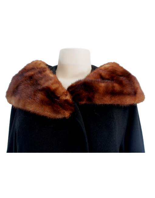 VINTAGE MAHOGANY Wool Coat Mink Collar