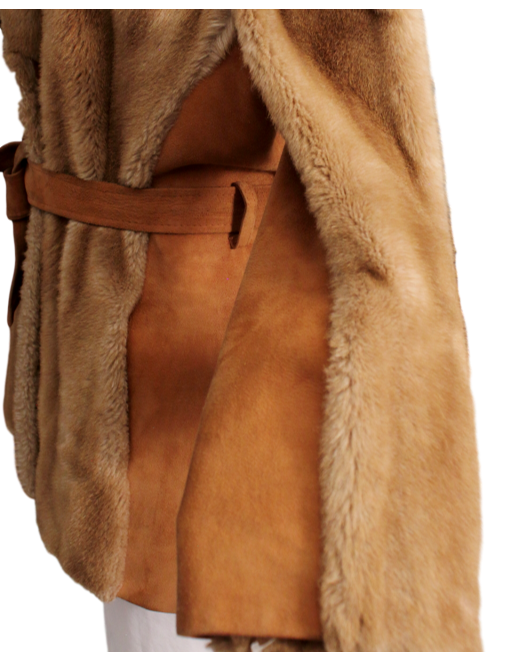 VINTAGE TISSAVEL FRANCE Faux Fur Coat Side Closeup| eKlozet Luxury Consignment
