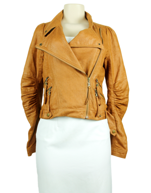 RYU Vegan Leather Biker Jacket Front - eKlozet Luxury Consignment Boutique